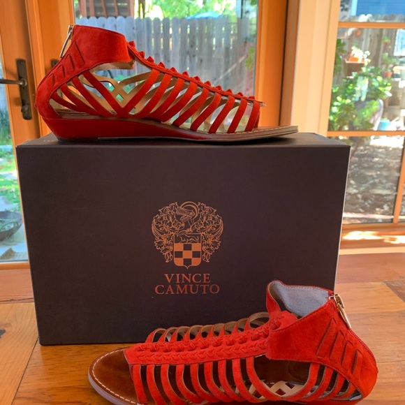 Vince Camuto Red Suede Sandal - Picture 6 of 7